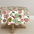 thumbnail image 1 of Christmas Tablecloth 60×60 Inch Round, Candy Cane Lollipop Washable Table Cover for Party Picnic Dinner Decor, 1 of 6