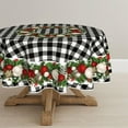thumbnail image 1 of Christmas Tablecloth 60×60 Inch Round, Christmas Ball Ornaments Black Bufalo Plaid Washable Table Cover for Party Picnic Dinner Decor, 1 of 6