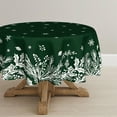 thumbnail image 1 of Christmas Tablecloth 60×60 Inch Round, Floral Leaf Green Washable Table Cover for Party Picnic Dinner Decor, 1 of 6