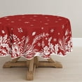 thumbnail image 1 of Christmas Tablecloth 60×60 Inch Round, Floral Leaf Red Washable Table Cover for Party Picnic Dinner Decor, 1 of 6
