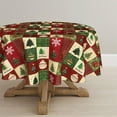 thumbnail image 1 of Christmas Tablecloth 60×60 Inch Round, Green Tree Snow Red Washable Table Cover for Party Picnic Dinner Decor, 1 of 6