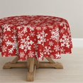 thumbnail image 1 of Christmas Tablecloth 60×60 Inch Round, Red Snow Washable Table Cover for Party Picnic Dinner Decor, 1 of 6