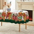 thumbnail image 1 of Christmas Tablecloth 60×84 Inch Oval, Green Gingerbread Man Cute Christmas Bear Ball Ornaments Washable Table Cover for Party Picnic Dinner Decor, 1 of 6