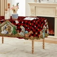 thumbnail image 1 of Christmas Tablecloth 60×84 Inch Oval, Holy Nativity Red Buffalo Plaid Washable Table Cover for Party Picnic Dinner Decor, 1 of 1