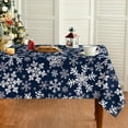 thumbnail image 1 of Christmas Tablecloth 60×84 Inch Rectangular, Blue Snow Washable Table Cover for Party Picnic Dinner Decor, 1 of 6