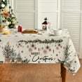 thumbnail image 1 of Christmas Tablecloth 60×84 Inch Rectangular, Christmas Trees Ball Ornaments Washable Table Cover for Party Picnic Dinner Decor, 1 of 6