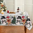 thumbnail image 1 of Christmas Tablecloth 60×84 Inch Rectangular, Gingerbread Man Tree Snowman Light Wood Washable Table Cover for Party Picnic Dinner Decor, 1 of 6