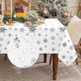 thumbnail image 1 of Christmas Tablecloth 60×84 Inch Rectangular, Silver Foil Print Snowflake Christmas Table Cloth Washable, Waterproof White Table Cover for Party Dinner Christmas Decorations, 1 of 1
