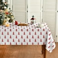 thumbnail image 1 of Christmas Tablecloth 60×84 Inch Rectangular, Trees Red White Boho Washable Table Cover for Party Picnic Dinner Decor, 1 of 5