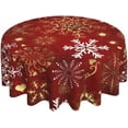 thumbnail image 1 of Christmas Tablecloth 60 Inch Round Gold Love Heart Shape Red Snowflakes Tablecloths Fabric Farmhouse Xmas Winter Holiday Table Cloth Decorative for Picnic Party Home Indoor Outdoor, 1 of 6
