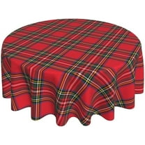 Christmas Tablecloth 60 Inch Round Red Green Buffalo Plaid Tablecloth Dust-Proof Wrinkle Resistant Rustic Christmas Checkered Table Cloth for Holiday Party Dining