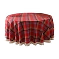 thumbnail image 1 of Christmas Tablecloth 60 Inch Round Red Green Buffalo Plaid Tablecloth Dust-Proof Wrinkle Resistant Rustic Christmas Checkered Table Cloth for Holiday Party Dining (with lace Hem), 1 of 5
