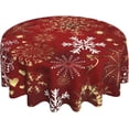 thumbnail image 1 of Christmas Tablecloth 60 Inch Round Winter Table Cloth Xmas White Gold Snowflake TableCloths Waterproof Wrinkle Resistant Polyester Table Cover for Home/Kitchen/Dining Room/Party/Outdoor Picnic, 1 of 6