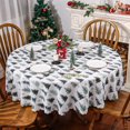 thumbnail image 1 of Christmas Tablecloth 60 x 60 Inch Round, Christmas Tree Decorations Round Tablecloths Christmas Table Cloth Seasonal Winter Holiday Scallop Edge Table Cover Party Table Decorations, 1 of 6
