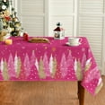 thumbnail image 1 of Christmas Tablecloth 60x120 Inch Rectangular, Christmas Trees Pink Washable Seasonal Table Cover for Party Picnic Dinner Decor, 1 of 6