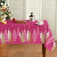 thumbnail image 1 of Christmas Tablecloth 60x84 Inch Rectangular, Christmas Trees Pink Washable Seasonal Table Cover for Party Picnic Dinner Decor, 1 of 6
