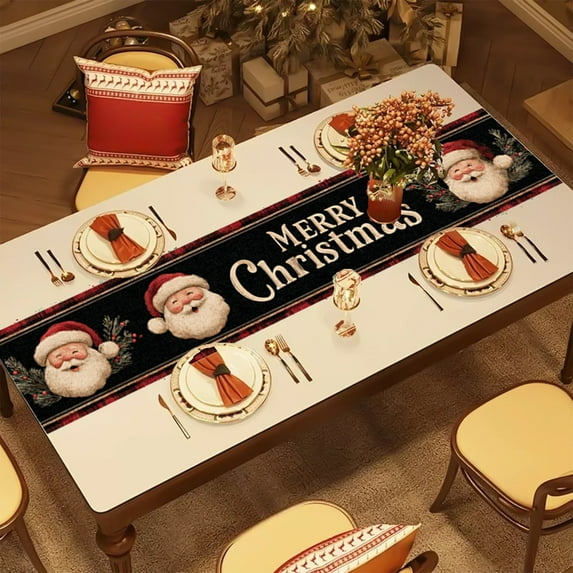 Christmas Tablecloth 72x13 Inches - Waterproof Holiday Table Cover for Dining & Coffee Table, Festive Snowflake Pattern, Multicolor Polyester Decor for Thanksgiving/Christmas Party