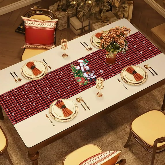 Christmas Tablecloth 72x13 Inches - Waterproof Holiday Table Cover for Dining & Coffee Table, Festive Snowflake Pattern, Multicolor Polyester Decor for Thanksgiving/Christmas Party