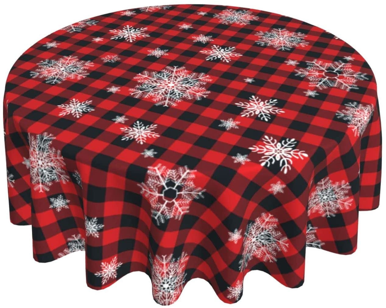 3 Pack Christmas Buffalo Plaid Snowflake Tablecloths - 54x108 Inch Disposable
