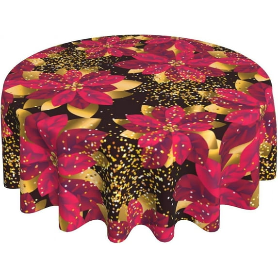 Christmas Tablecloth, Christmas Snowflakes Table Cloth for Party Decoration, Round 60 Inch, Snowman Themed Tablecloths for Dinner Kitchen Party Picnic