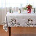 thumbnail image 1 of Christmas Tablecloth, Christmas Snowman Decor Table Cover Xmas Decorations for Home Winter Holiday Grey Scallop Edge Party Table Decorations 60 x 84 Inch, 1 of 6