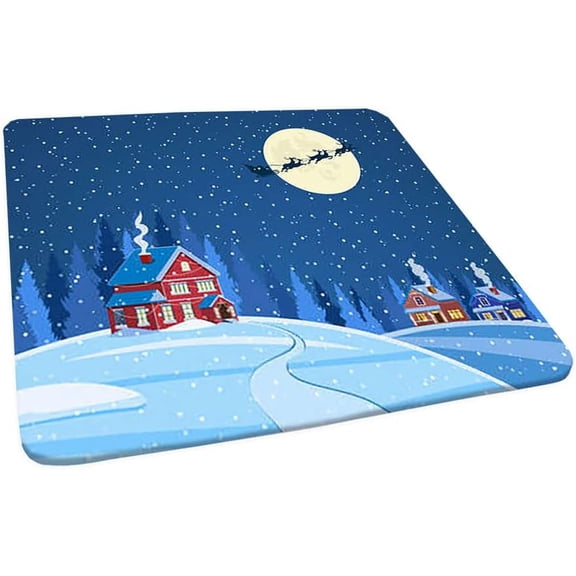 Christmas Tablecloth, Christmas Style Print, Elastic Edge, Suitable for Kitchen Party Picnic, Fit for 35"x35" Square Table