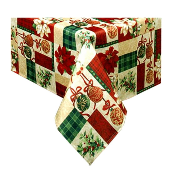 Christmas Tablecloth Country Patchwork Multicolor 60 x 84 Trim A Home