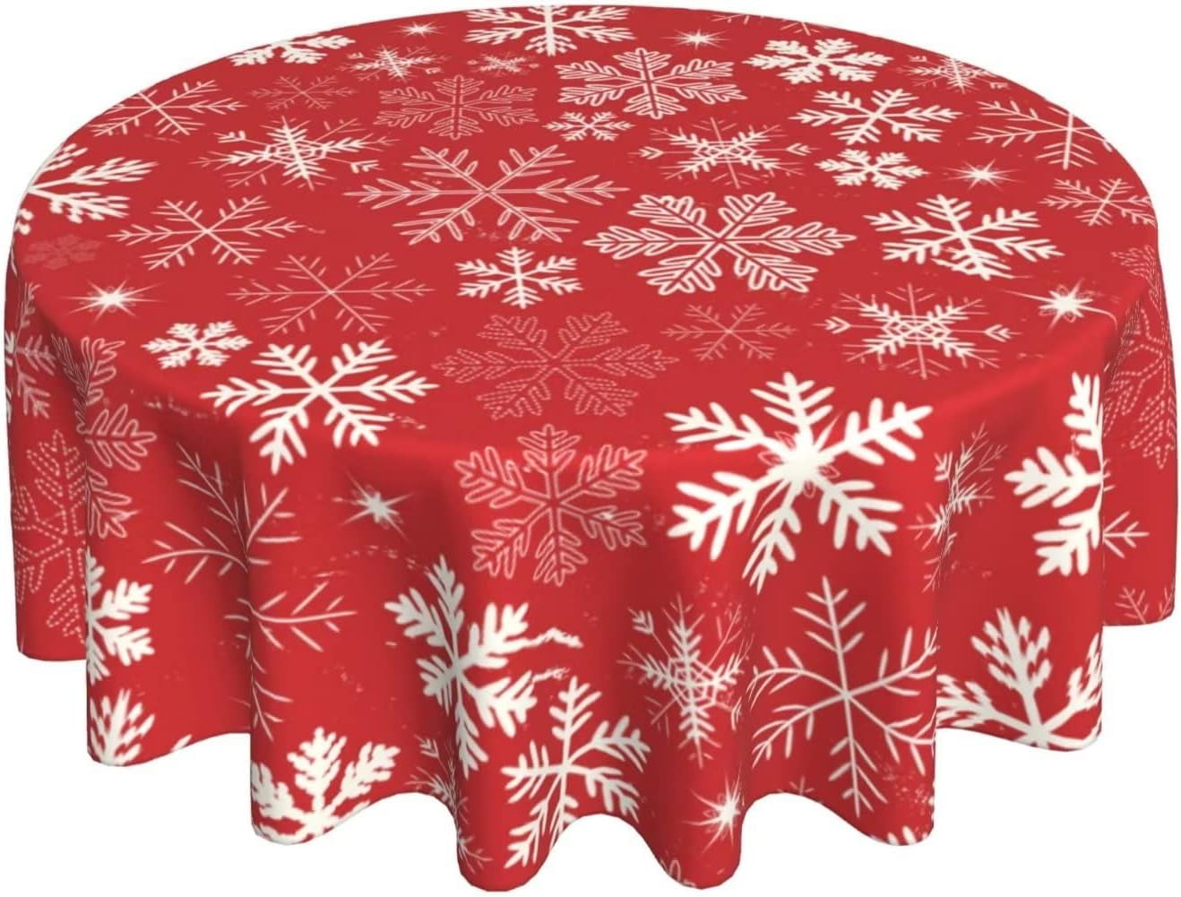 Christmas Tablecloth,Floral Round Christmas Tablecloth 60 Inch,Xmas