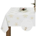 thumbnail image 1 of Christmas Tablecloth, Gold Snowflake Table Cloth, Xmas Sparkling Metallic Tablecloths for Dining Kitchen Winter Holiday, Waterproof Spill Proof Table Cover for Party Home Decor, Rectangle 60 x 84 inch, 1 of 5