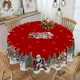 thumbnail image 1 of Likewised Christmas Tablecloth, Joyful Festive Classic Christmas Tablecloth, Festive Holiday Dining Table Cover Fall Tablecloths, Washable for Party Picnic Dinner Decor (Round), 1 of 4