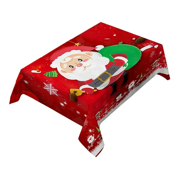 Christmas Tablecloth Print Rectangle Table Cover Set Holiday Party Home Decor