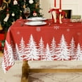 thumbnail image 1 of Christmas Tablecloth Rectangle 60x102 Inch, Winter Xmas Trees Red Table Cloth, Stain Resistant Farmhouse Fabric Table Cover for Holiday, Dinner, Party, 1 of 7
