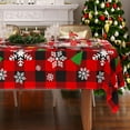 thumbnail image 1 of Christmas Tablecloth Rectangle 60x84 Inch, Red Buffalo Plaid with Snowflakes Design, Winter Holiday Spillproof Rectangular Table Cover, Xmas Table Cloth for Kitchen, Home, Party Decorations, 1 of 6