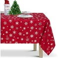 thumbnail image 1 of Christmas Tablecloth Rectangle - 60x84 inch Snowflakes Foil Print Pattern Washable Wrinkle Resistant Holiday Tablecloths for Christmas Family Gathering, Dining Room Table 130GSM, 1 of 1