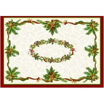 Christmas Tablecloth Rectangle 60x84inch, Christmas Themed Ribbon Holly Printed Tablecloth, Waterproof and Splash Proof Washable Tablecloth for Festive Dinner Kitchen Decor