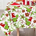 thumbnail image 1 of Christmas Tablecloth Rectangle Green Gnome Flower Fabric Table Cloth Washable Xmas Table Cover for Picnic Dinner Table Home Kitchen Christmas Party Decoration, 60x102 Inch, 1 of 5
