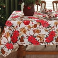 thumbnail image 1 of Christmas Tablecloth Rectangle,Jacquard Fabric Christmas Table Cloth with Poinsettia Flowers, Spillproof Table Cover for Winter Holiday Dinner Decor (Rectangle, 60" x 102"), 1 of 6