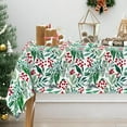 thumbnail image 1 of Christmas Tablecloth Red Berries with Green Leaves Rectangle Holly Fabric Table Cover Washable Xmas Table Cloth for Picnic Home Kitchen Dining Table, 60 x 102 Inch, 1 of 7