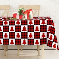 Christmas Tablecloth Red Buffalo Plaids Fabric Table Cloth Rectangle Xmas Tree Table Cover for Holiday Picnic Dinner Table Decor, 60 x 102 Inch