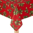 thumbnail image 1 of Christmas Tablecloth Red Festive Holly Fabric Tablecloth 60 x 144 Rectangle St. Nicholas Square, 1 of 6