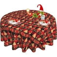 thumbnail image 1 of Christmas Tablecloth Red Plaid Round Tablecloth 60 Inch Deer Xmas Tree Snowflake Table Cloth for Outdoor Picnic Kitchen Table Decor Washable Waterproof Polyester Fabric Table Cover for Holiday Party, 1 of 6