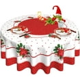 thumbnail image 1 of Christmas Tablecloth Red White Xmas Tablecloth Winter Table Cloth Round 70 Inch Washable Reusable Table Cover for Home Kitchen Dining Table Decor, 1 of 1