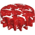 thumbnail image 1 of Christmas Tablecloth, Reindeer Red Tablecloth Round 60 Inch, Snowflake Table Cloth, Washable Polyester Farmhouse Tablecloths For Picnic Party Outdoor Dinner Dining Room Decorations, 1 of 6