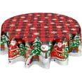 thumbnail image 1 of Christmas Tablecloth Round 60 Inch Black Red Buffalo Plaid Snowflake Winter Table Cloth Washable Snowman Christmas Table Cover for Kitchen Dinner Room Holiday Party Indoor Outdoor Home Decor, 1 of 8