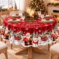 thumbnail image 1 of Christmas Tablecloth Round 60 Inch, Holiday Dining Table Cover, Festive Christmas Table Decor for Kitchen Home Party, 1 of 5