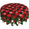 thumbnail image 1 of Christmas Tablecloth Round 60 Inch Red and Black Buffalo Check Plaid Holiday Farmhouse Table Cloth Water Resistant Fabric Table Covers for Kitchen Dining Small Tablecloth for Party Home Decor, 1 of 5