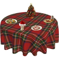 Christmas Tablecloth Round 60 Inch Red Green Retro Plaid Checkered Table Cloth Merry Christmas Winter Xmas Table Covers for Holiday Party Dining Kitchen Home Picnic Patio (Christmas Checkered)