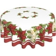 thumbnail image 1 of Christmas Tablecloth Round 60 Inch Red White Poinsettia Floral Table Cloth,Stain Resistance Polyester Winter Flower Xmas Table Covers for Kitchen Dining,Small Tablecloth for Party Picnic, 1 of 6