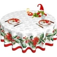 thumbnail image 1 of Christmas Tablecloth Round 60 Inch White Xmas Tablecloth Winter Flowers Table Cloth Washable Reusable Table Cover for Home Kitchen Dining Table Decor, 1 of 1