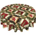 thumbnail image 1 of Christmas Tablecloth Round 60 Inch,Xmas Tablecloth,Waterproof Table Cloth Polyester for Dining Room Kitchen Table Patio Indoor Outdoor Winter Table Cloth,Snowflake Party Tablecloth Red and Green, 1 of 6